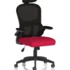 iris office chair with black back and red seat