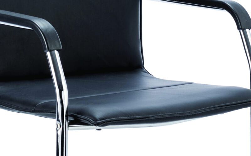 Echo Medium Back Leather Cantilever Visitor Chair with Arms - Image 4