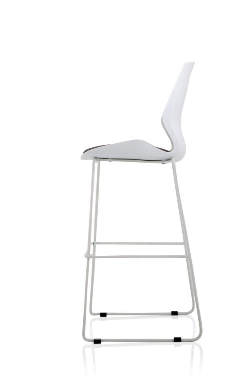 Florence White Frame Fabric Seat High Stool Chair - Image 4