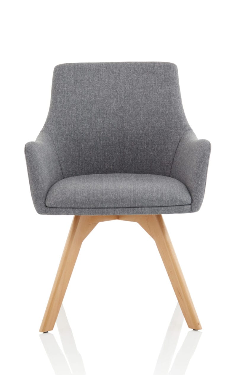 Carmen Grey Fabric Wooden Leg Visitor Chair - Image 2
