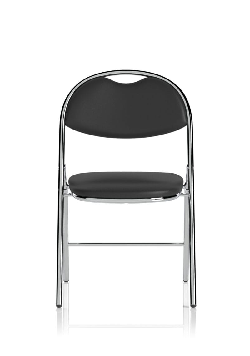 Milan High Back Black Vinyl Chrome Frame Folding Visitor Chair - Image 2