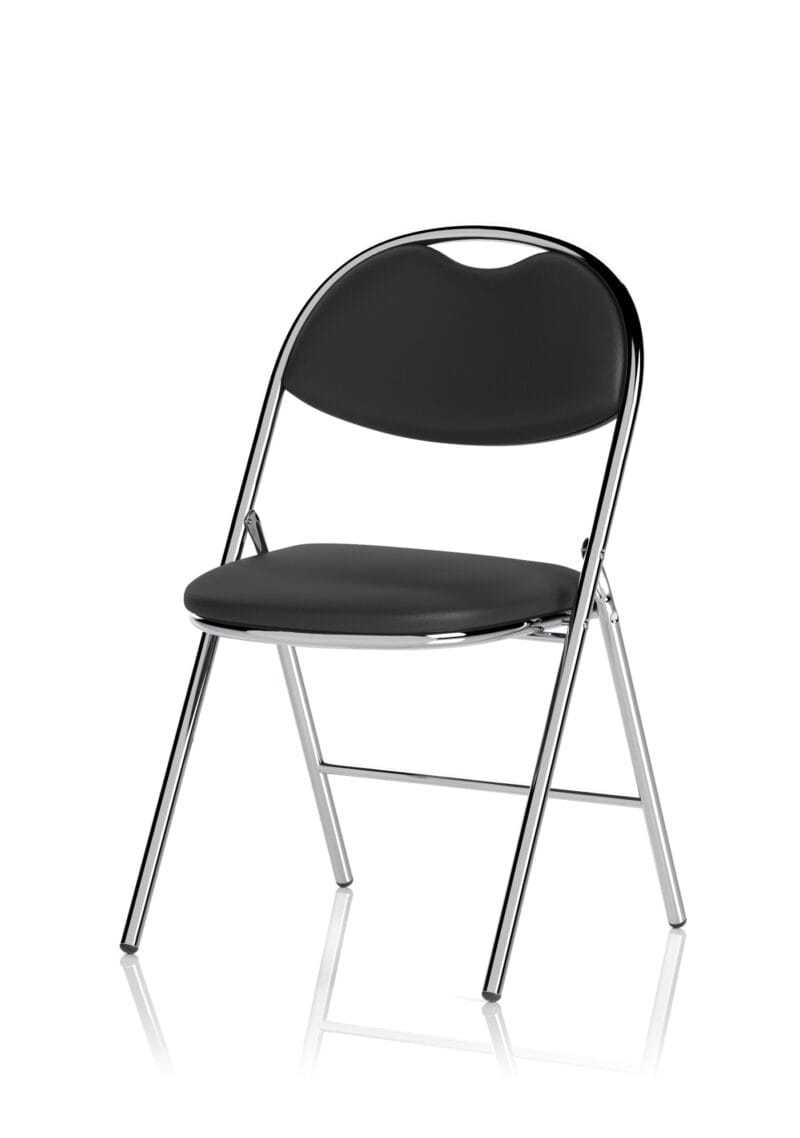 Milan High Back Black Vinyl Chrome Frame Folding Visitor Chair - Image 3