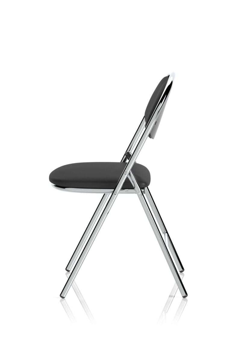 Milan High Back Black Vinyl Chrome Frame Folding Visitor Chair - Image 4