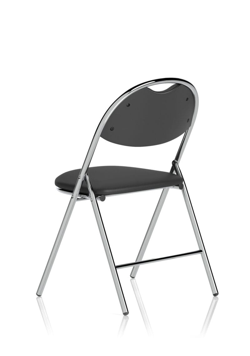 Milan High Back Black Vinyl Chrome Frame Folding Visitor Chair - Image 5