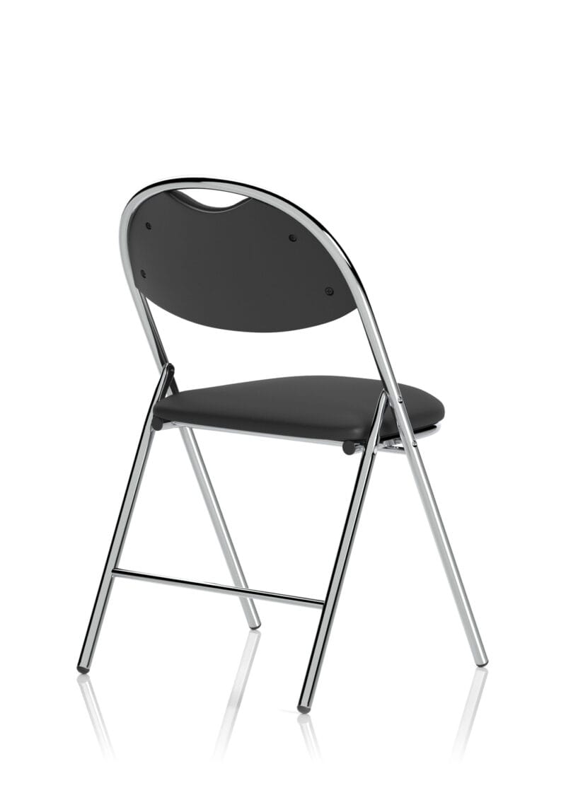 Milan High Back Black Vinyl Chrome Frame Folding Visitor Chair - Image 7