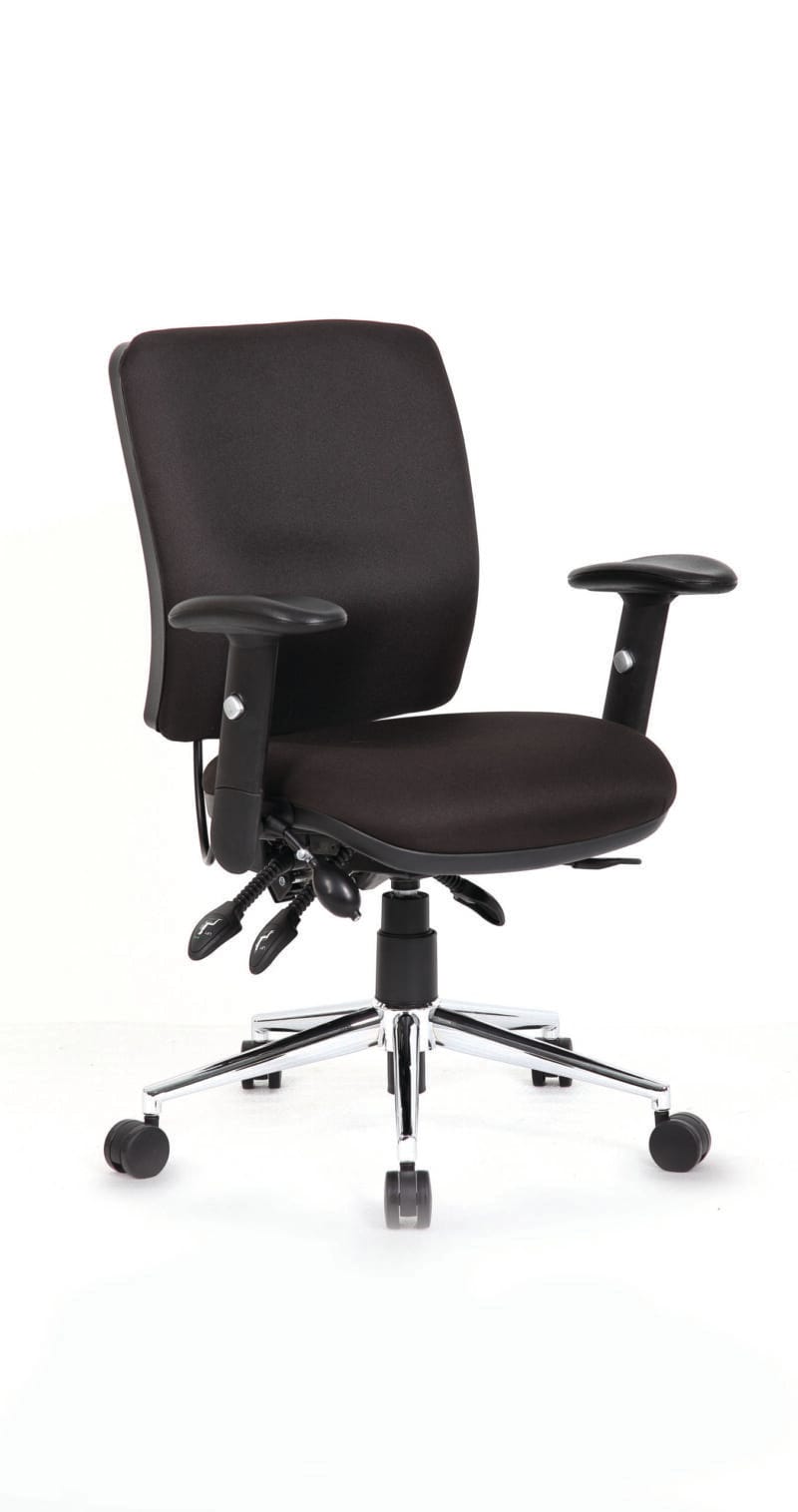 Impulse 1400mm Cantilever Straight Desk With Mobile Pedestal and Chiro Medium Back Black Operator Chair - Image 67