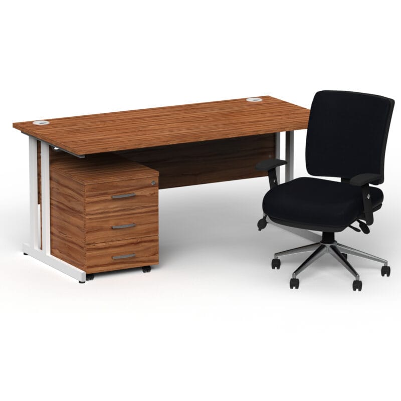 Impulse 1800mm Cantilever Straight Desk With Mobile Pedestal and Chiro Medium Back Black Operator Chair - Image 43