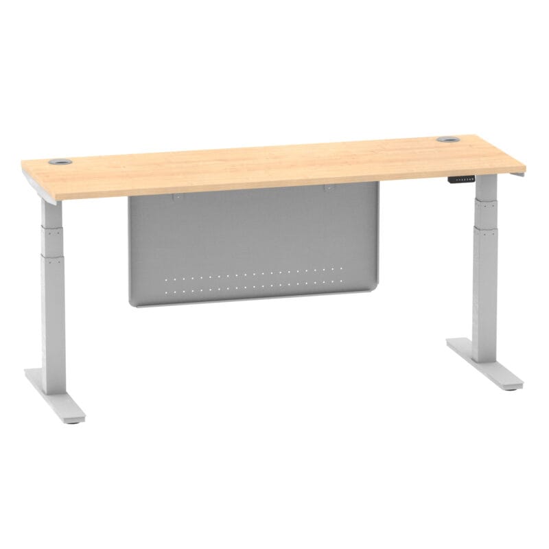 Air Height Adjustable Slimline Desk With Cable Ports With Steel Modesty Panel - Image 268