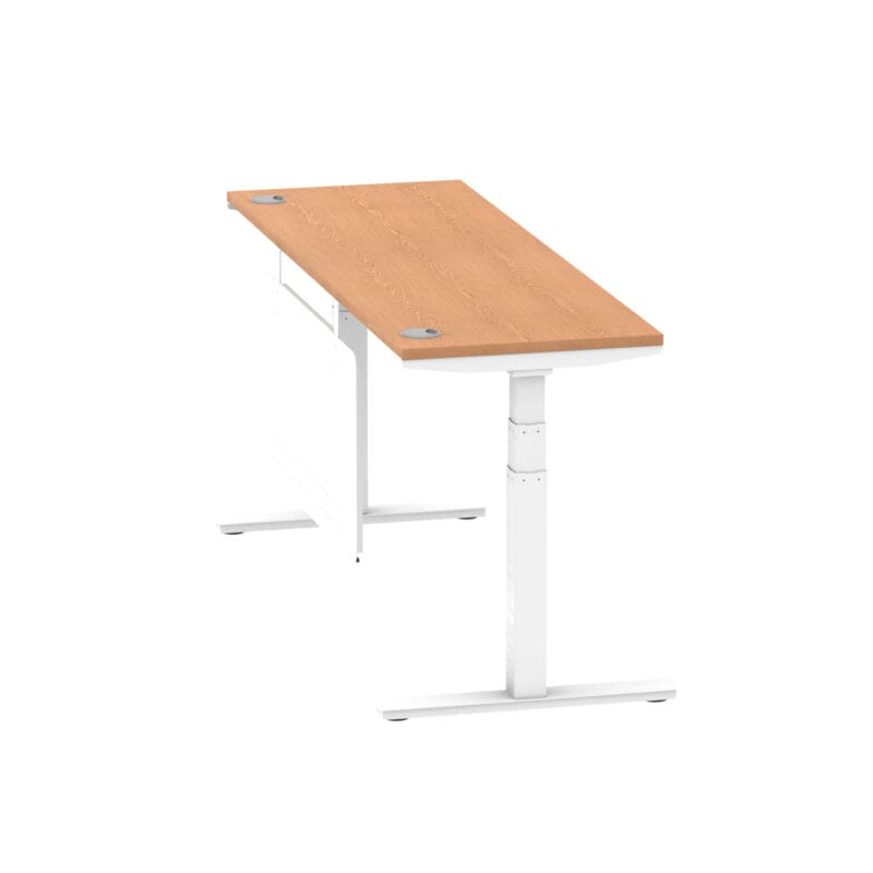 Air Height Adjustable Slimline Desk With Cable Ports With Steel Modesty Panel - Image 298