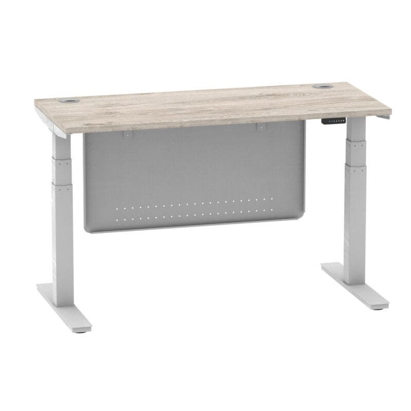 Air Height Adjustable Slimline Desk With Cable Ports With Steel Modesty Panel - Image 154