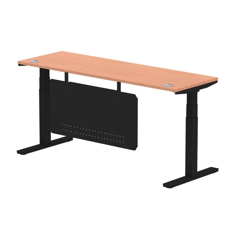 Air Height Adjustable Slimline Desk With Cable Ports With Steel Modesty Panel - Image 185