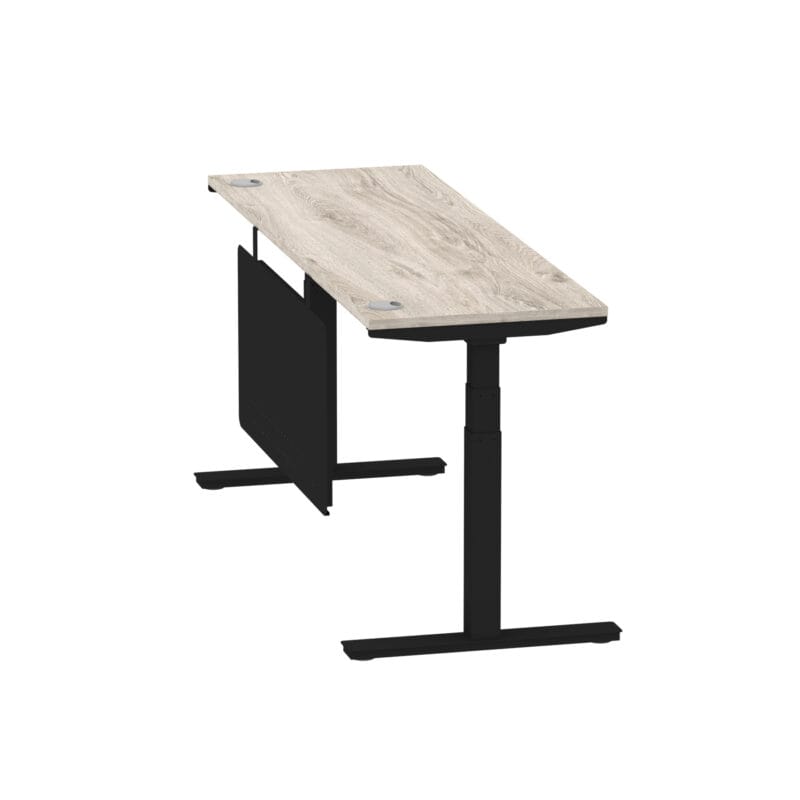 Air Height Adjustable Slimline Desk With Cable Ports With Steel Modesty Panel - Image 306