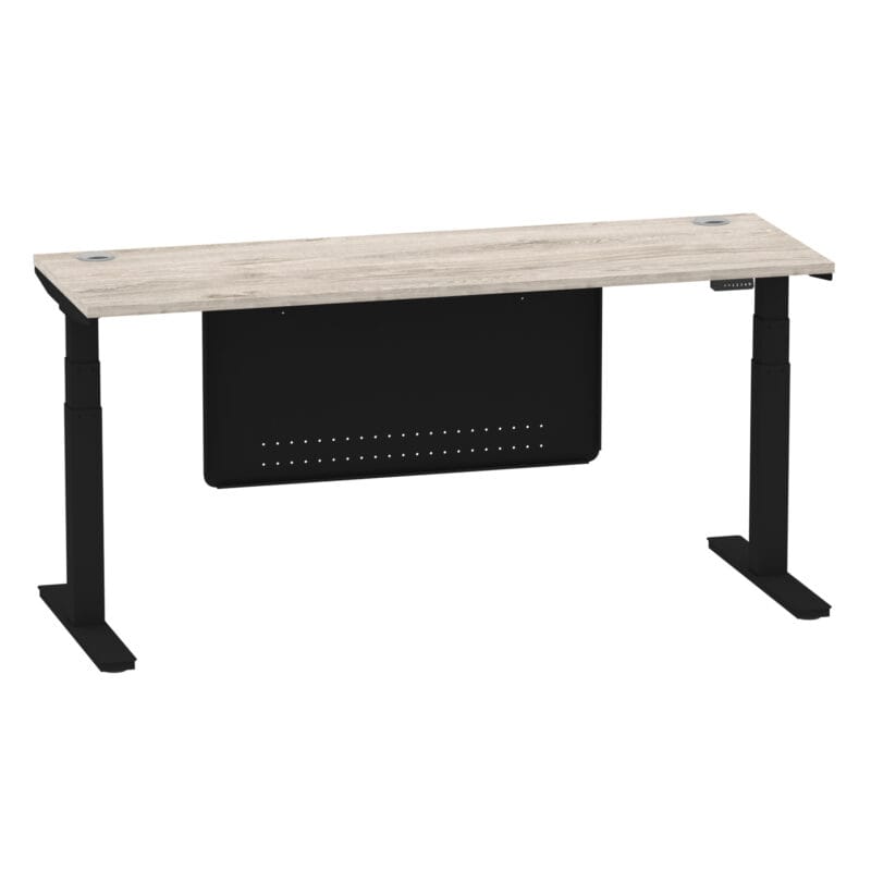 Air Height Adjustable Slimline Desk With Cable Ports With Steel Modesty Panel - Image 308