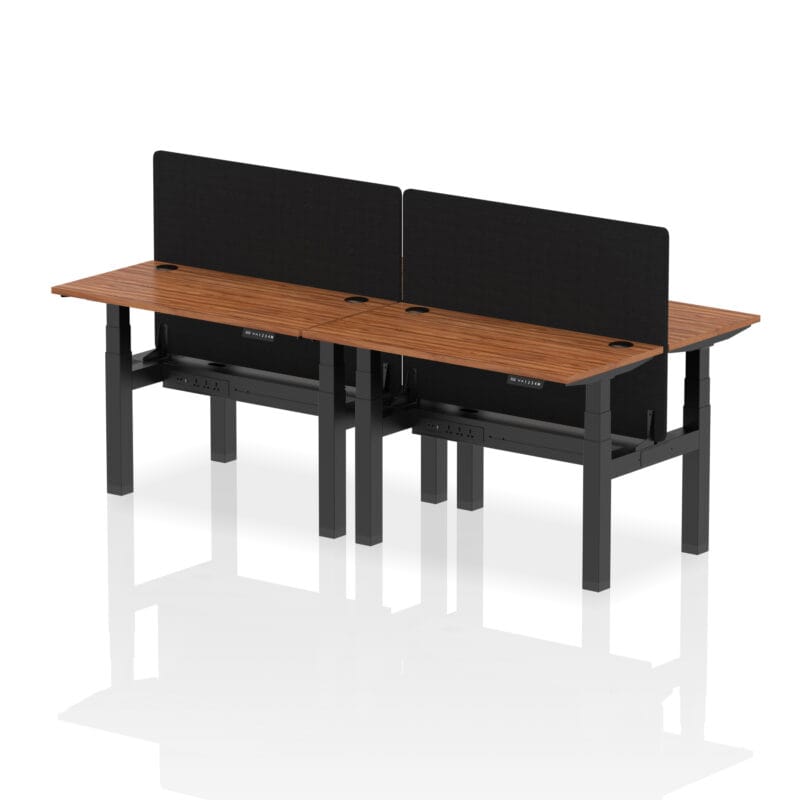 Air Back-to-Back Slimline Height Adjustable Bench Desk - 4 Person with Black Straight Screen - Image 16