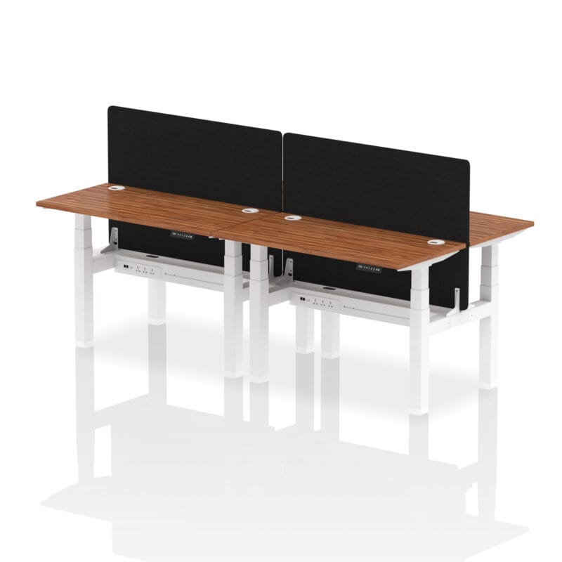 Air Back-to-Back Slimline Height Adjustable Bench Desk - 4 Person with Black Straight Screen - Image 18