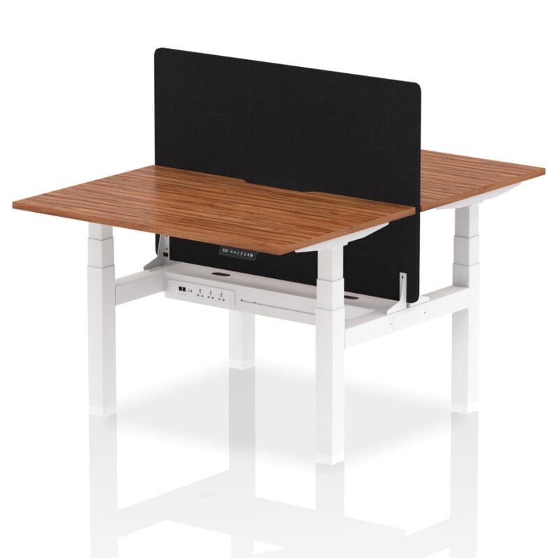 Air Back-to-Back Scalloped Edge Height Adjustable Bench Desk - 2 Person with Black Straight Screen - Image 15