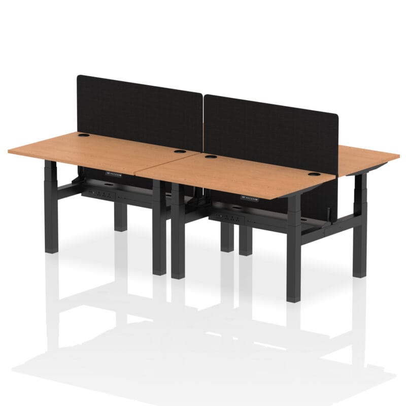 Air Back-to-Back Height Adjustable Bench Desk - 4 Person with Black Straight Screen - Image 13