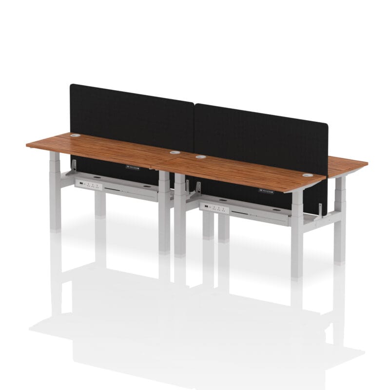 Air Back-to-Back Slimline Height Adjustable Bench Desk - 4 Person with Black Straight Screen - Image 38