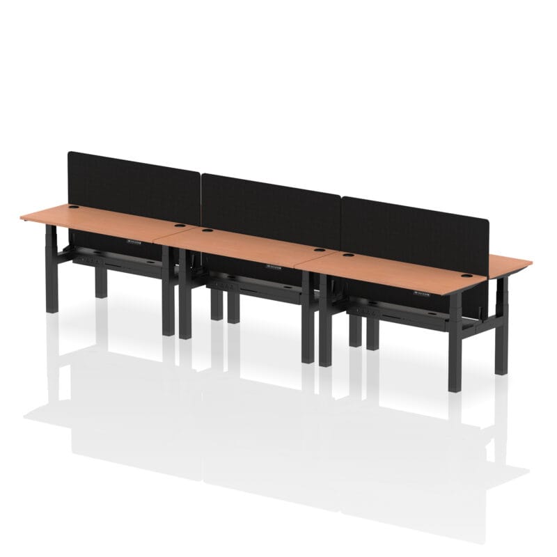 Air Back-to-Back Slimline Height Adjustable Bench Desk - 6 Person with Black Straight Screen - Image 22