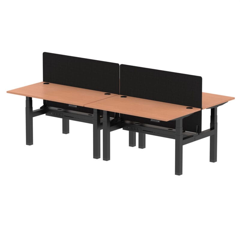 Air Back-to-Back Height Adjustable Bench Desk - 4 Person with Black Straight Screen - Image 22
