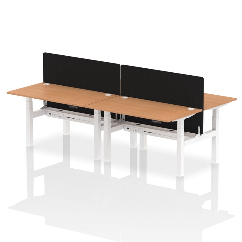 Air Back-to-Back Height Adjustable Bench Desk - 4 Person with Black Straight Screen - Image 36