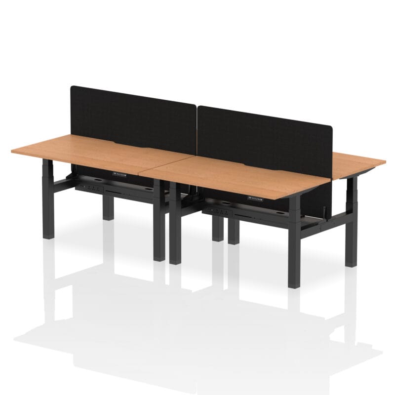 Air Back-to-Back Scalloped Edge Height Adjustable Bench Desk - 4 Person with Black Straight Screen - Image 28