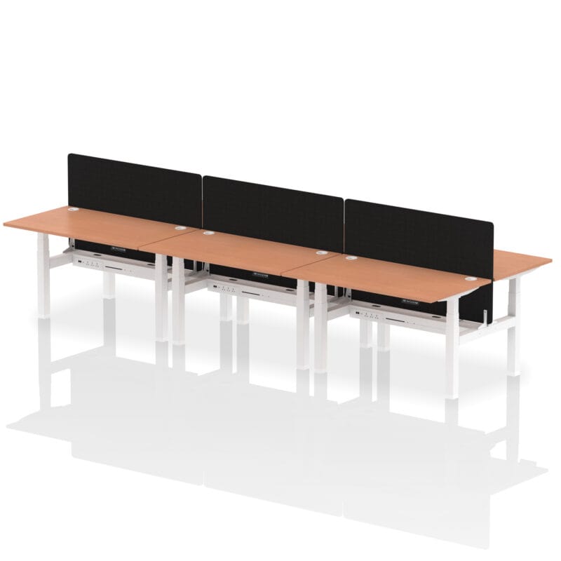 Air Back-to-Back Height Adjustable Bench Desk - 6 Person with Black Straight Screen - Image 24