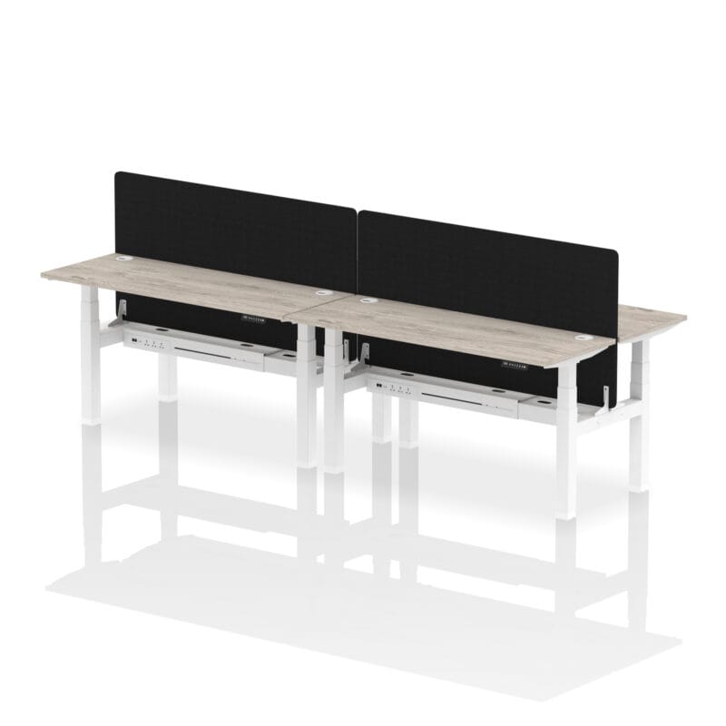 Air Back-to-Back Slimline Height Adjustable Bench Desk - 4 Person with Black Straight Screen - Image 51