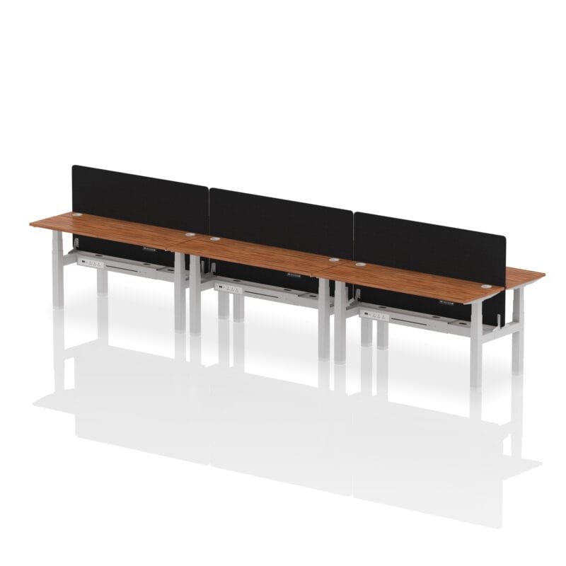 Air Back-to-Back Slimline Height Adjustable Bench Desk - 6 Person with Black Straight Screen - Image 59