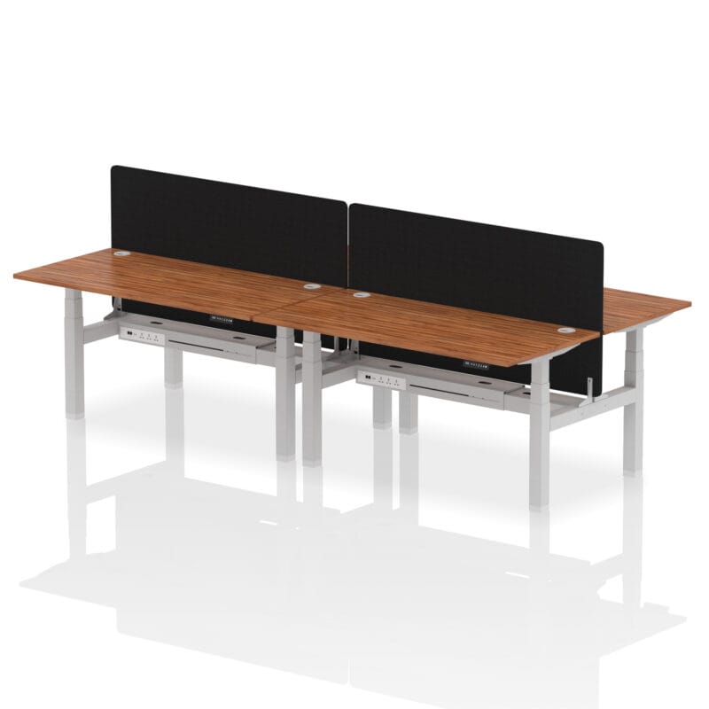 Air Back-to-Back Height Adjustable Bench Desk - 4 Person with Black Straight Screen - Image 59