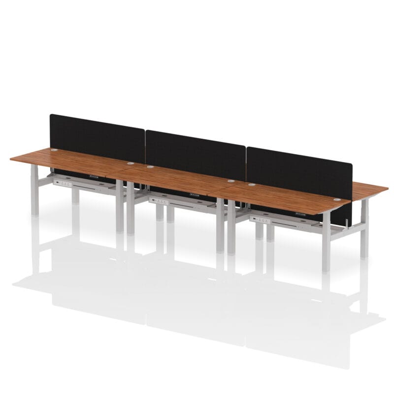 Air Back-to-Back Height Adjustable Bench Desk - 6 Person with Black Straight Screen - Image 59