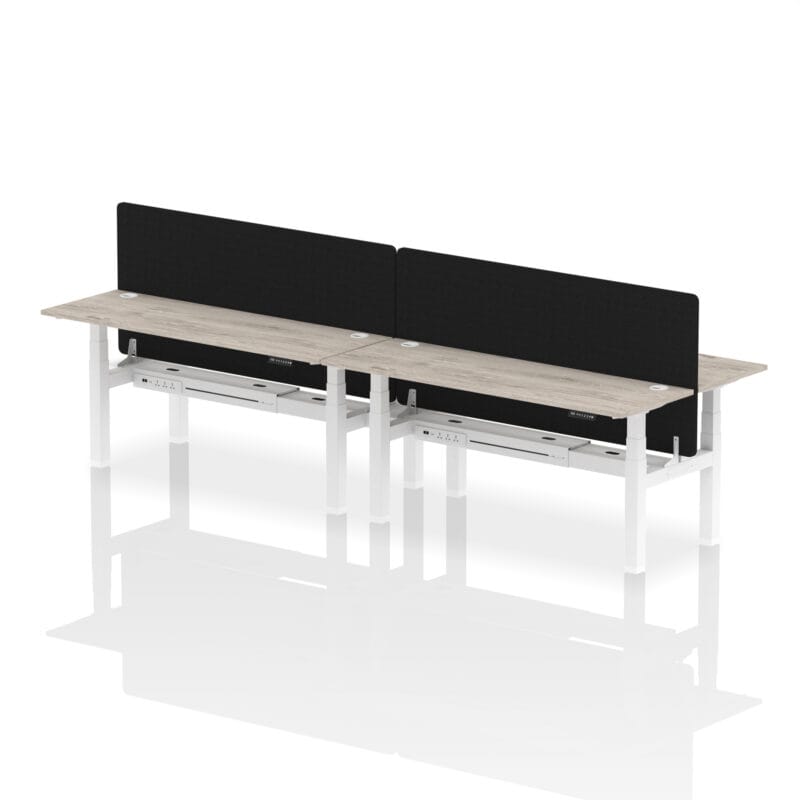 Air Back-to-Back Slimline Height Adjustable Bench Desk - 4 Person with Black Straight Screen - Image 72