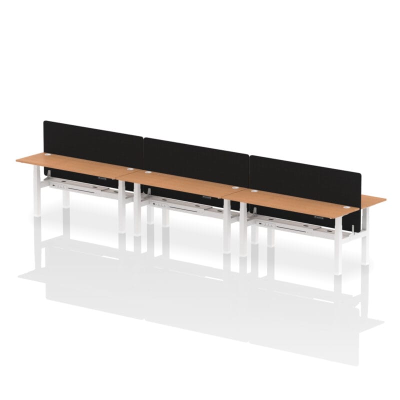 Air Back-to-Back Slimline Height Adjustable Bench Desk - 6 Person with Black Straight Screen - Image 78