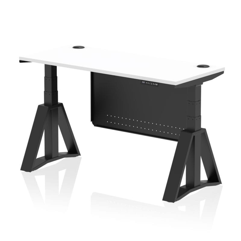 Air Height Adjustable Slimline Desk With Cable Ports With Steel Modesty Panel With Piste Foot - Image 58