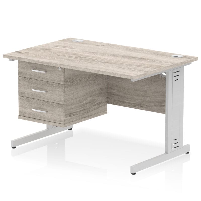 Impulse 1200mm Cable Managed Straight Desk With Single Fixed Pedestal - Image 10