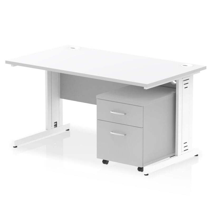 Impulse 1400mm Cable Managed Straight Desk With Mobile Pedestal - Image 23