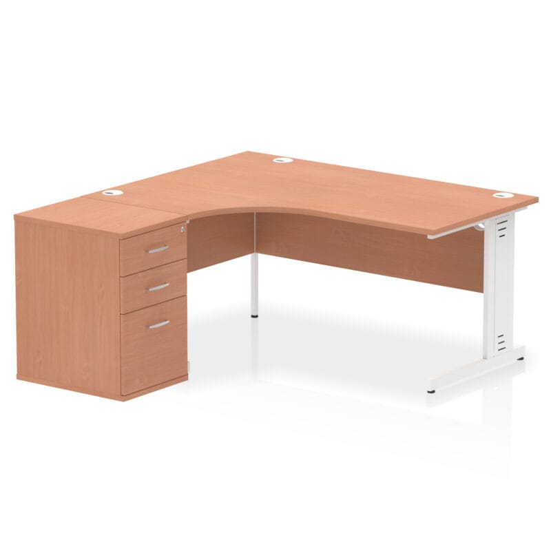 Impulse 1600mm Cable Managed Left Crescent Desk Workstation - Image 3