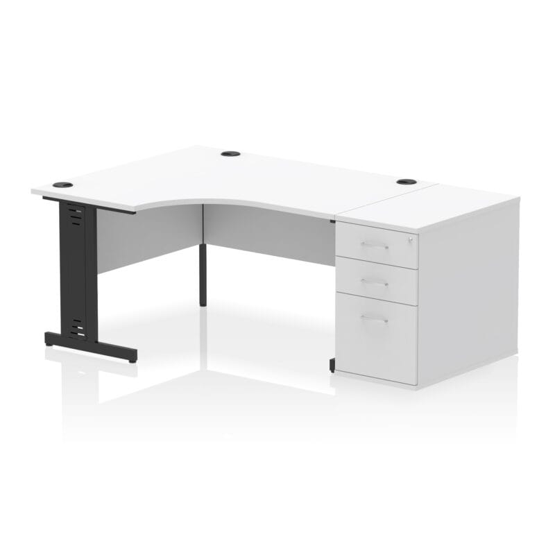 Impulse 1400mm Cable Managed Left Crescent Desk Workstation - Image 12