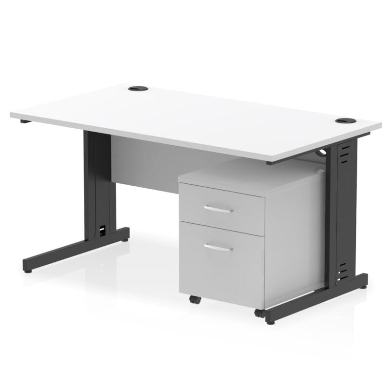 Impulse 1400mm Cable Managed Straight Desk With Mobile Pedestal - Image 30