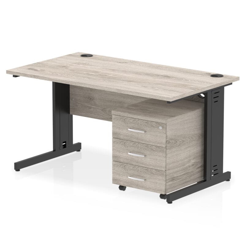 Impulse 1400mm Cable Managed Straight Desk With Mobile Pedestal - Image 34