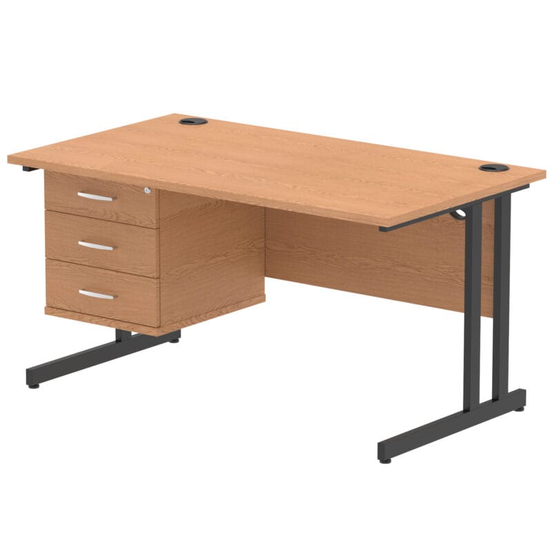 Impulse 1400mm Cantilever Straight Desk With Single Fixed Pedestal - Image 133