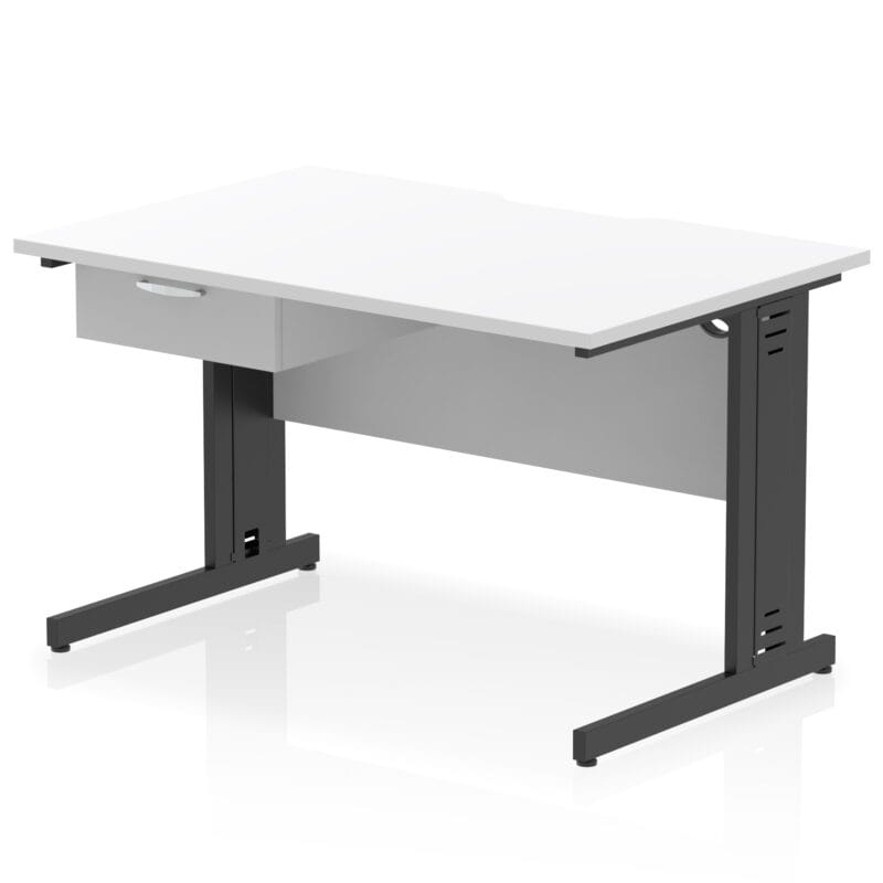 Impulse Scalloped Edge Cable Managed Straight Desk With Single One Drawer Fixed Pedestal - Image 6