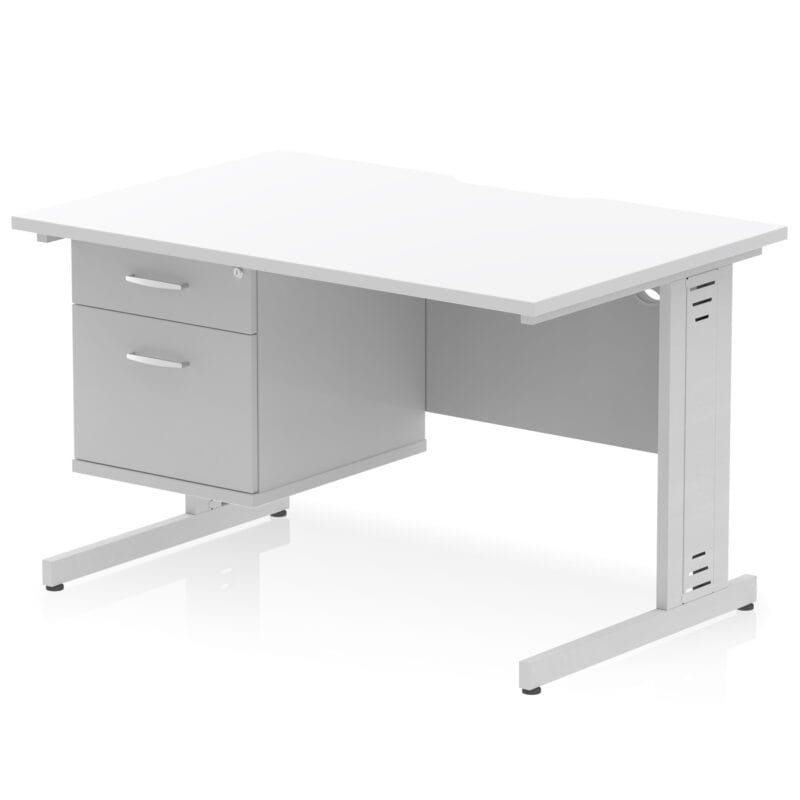 Impulse Scalloped Edge 1200mm Cable Managed Straight Desk With Single Fixed Pedestal - Image 19