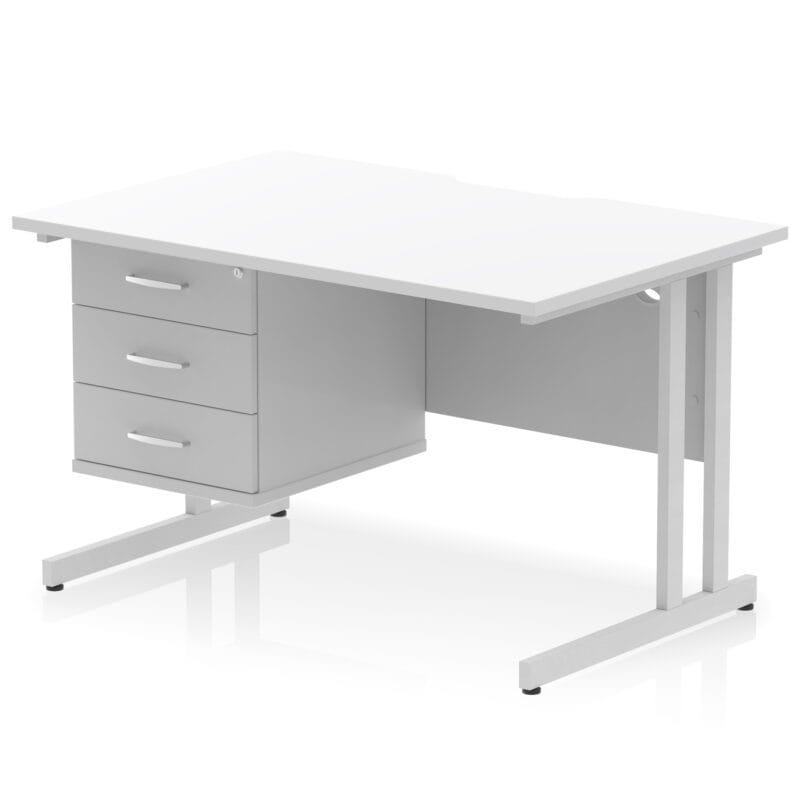 Impulse Scalloped Edge 1200mm Cantilever Straight Desk With Single Fixed Pedestal - Image 37