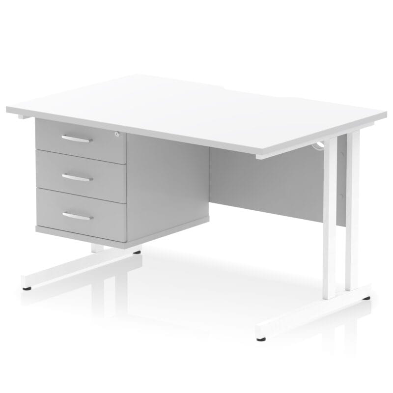 Impulse Scalloped Edge 1200mm Cantilever Straight Desk With Single Fixed Pedestal - Image 38
