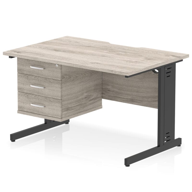 Impulse Scalloped Edge 1200mm Cable Managed Straight Desk With Single Fixed Pedestal - Image 24