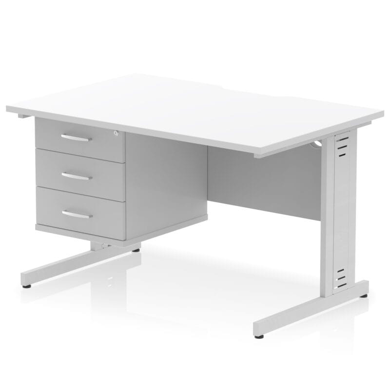 Impulse Scalloped Edge 1200mm Cable Managed Straight Desk With Single Fixed Pedestal - Image 37