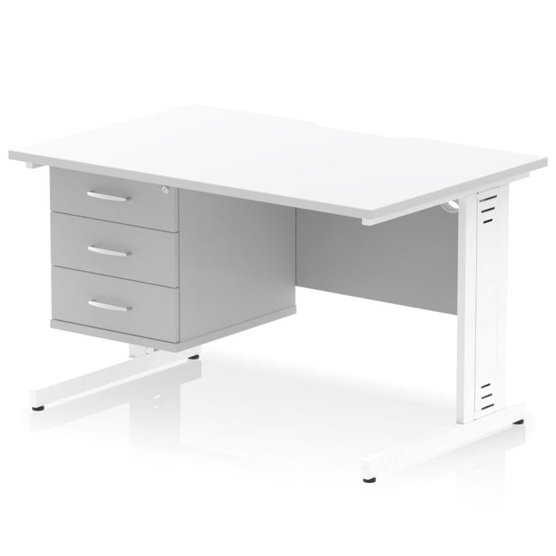 Impulse Scalloped Edge 1200mm Cable Managed Straight Desk With Single Fixed Pedestal - Image 38