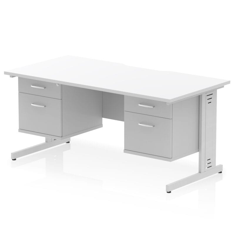 Impulse Scalloped Edge 1600mm Cable Managed Straight Desk With Two Fixed Pedestal - Image 38