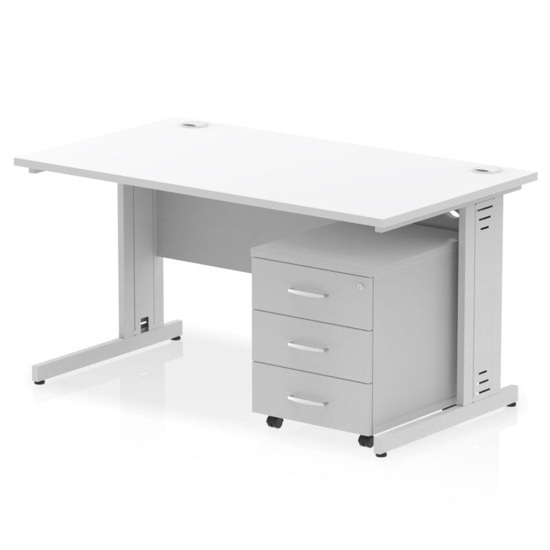Impulse 1400mm Cable Managed Straight Desk With Mobile Pedestal - Image 22